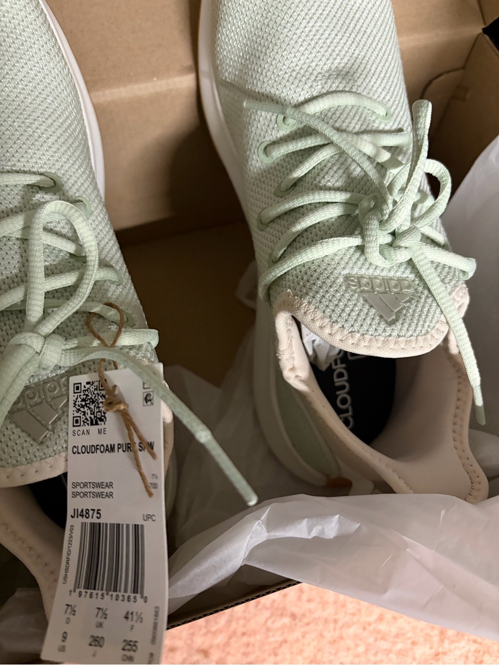 adidas Cloudfoam Purewomen Mint Green Mesh Lace-Up Sneakers